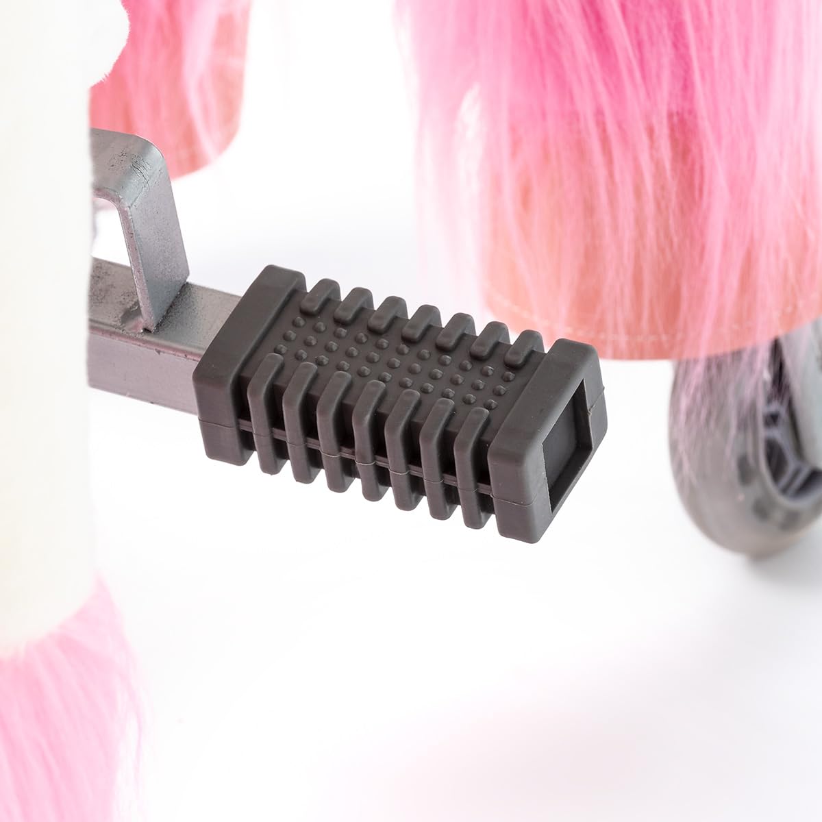 Caballo mecánico Infantil de Peluche Unicornio Rosa Talla S con Pedales Ruedas PU Asiento ergonómico y Asas de Madera Ponyride Iris ATAA Toys