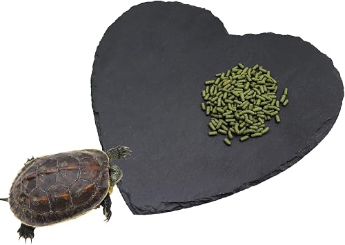 Oooct Reptile Basking Platform, 7.9 × 7.9 inch Cute Heart Natural Rock Reptile Food Dish, Turtle Feeding Bowl, Habitat Decor for Bearded Dragon Chameleon Frog Lizard Gecko Hermit Crab