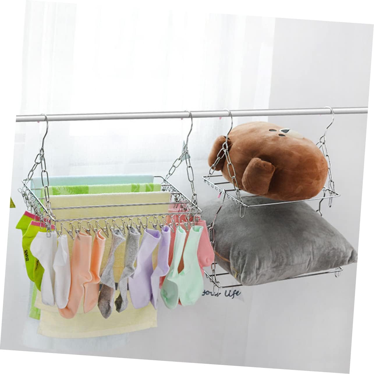 Multifunctional Stainless Steel Pants Rack Adjustable Windproof Clothes Hanger for Balcony Laundry Rust Drying Rack for Socks Towels