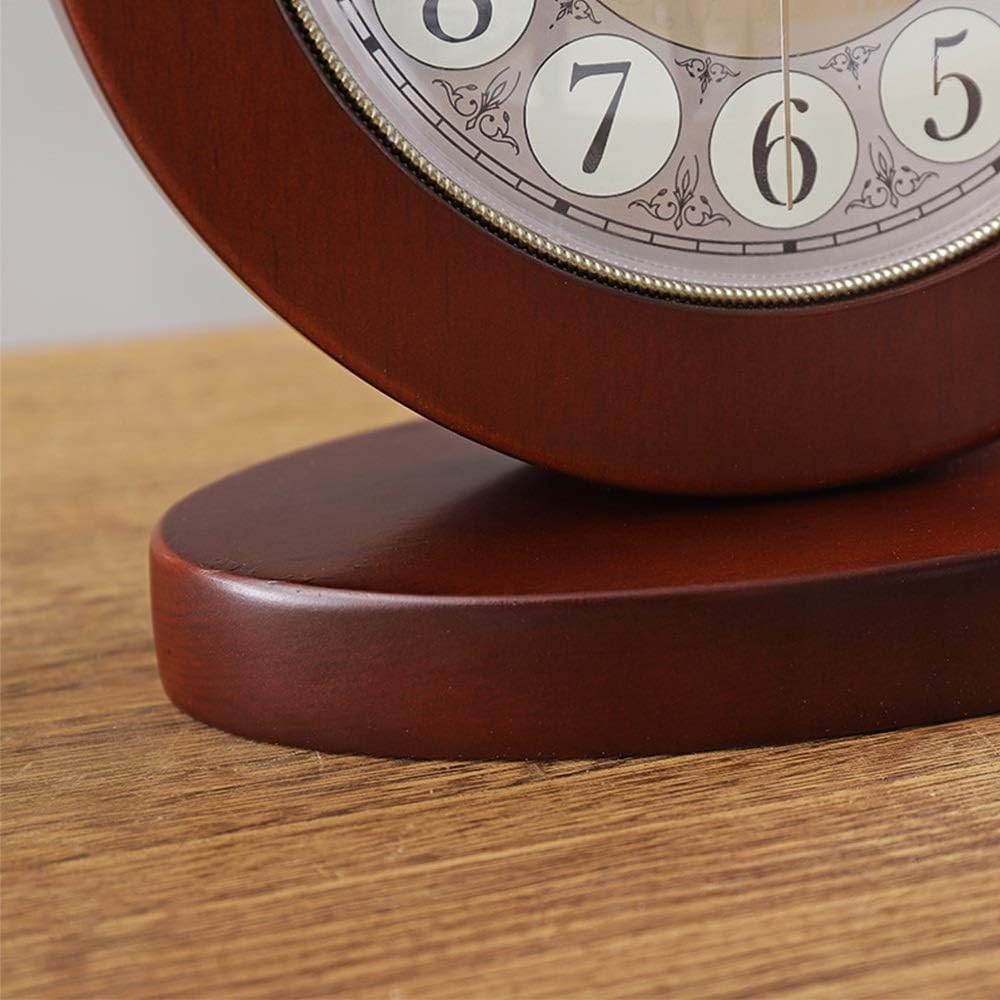 Wooden Silent Table Clock Retro Living Room Bedroom Office Wood Table Clock Mute Home Desktop Decoration Suitable for Office Living Room Bedroom (Color : Photo Color Size : 17x8x19.5cm)