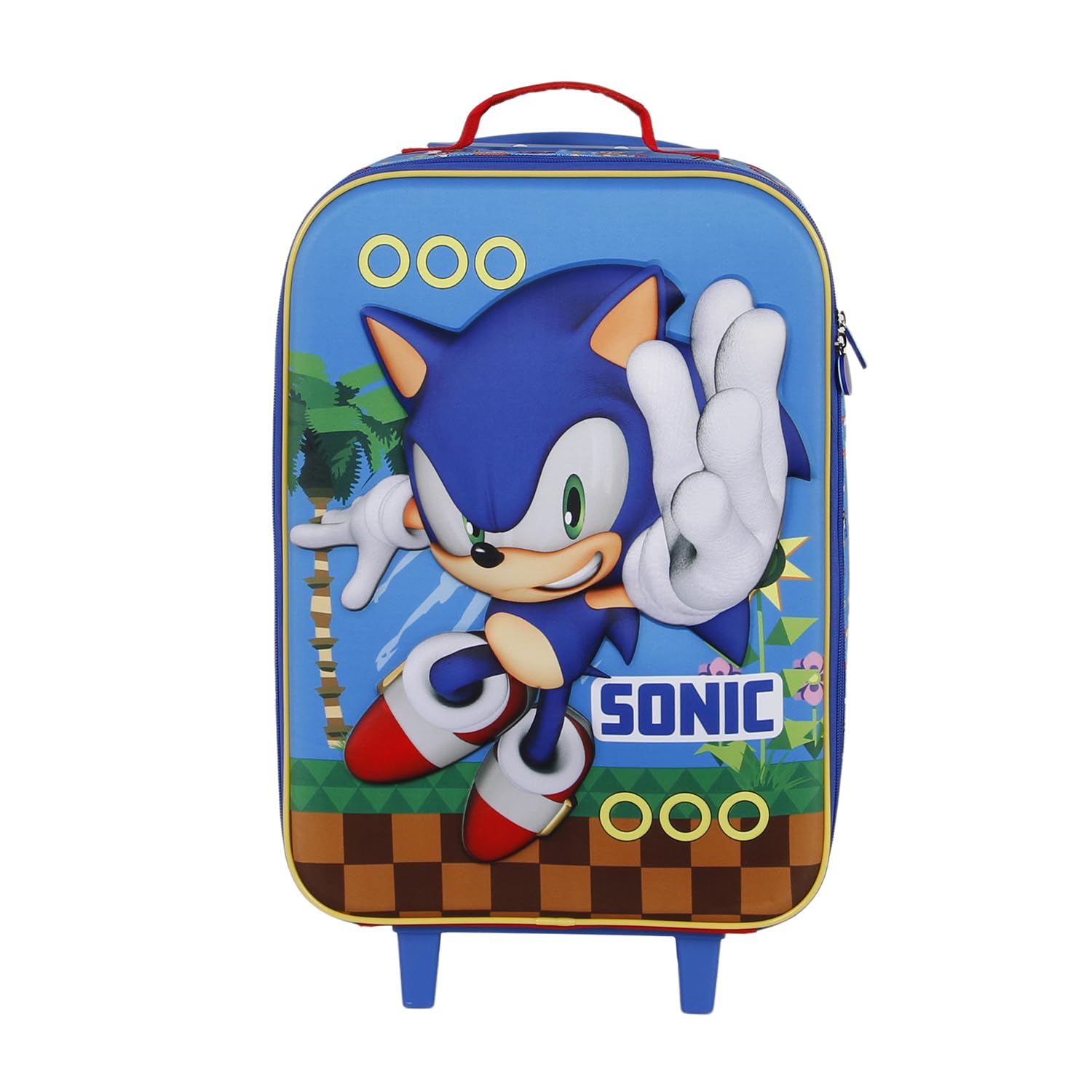 Sonic The Hedgehog - SEGA -Sonic Faster-Valigia Trolley Soft 3D, Blu, 17 x 33 x 52 cm, Capacità 26 L
