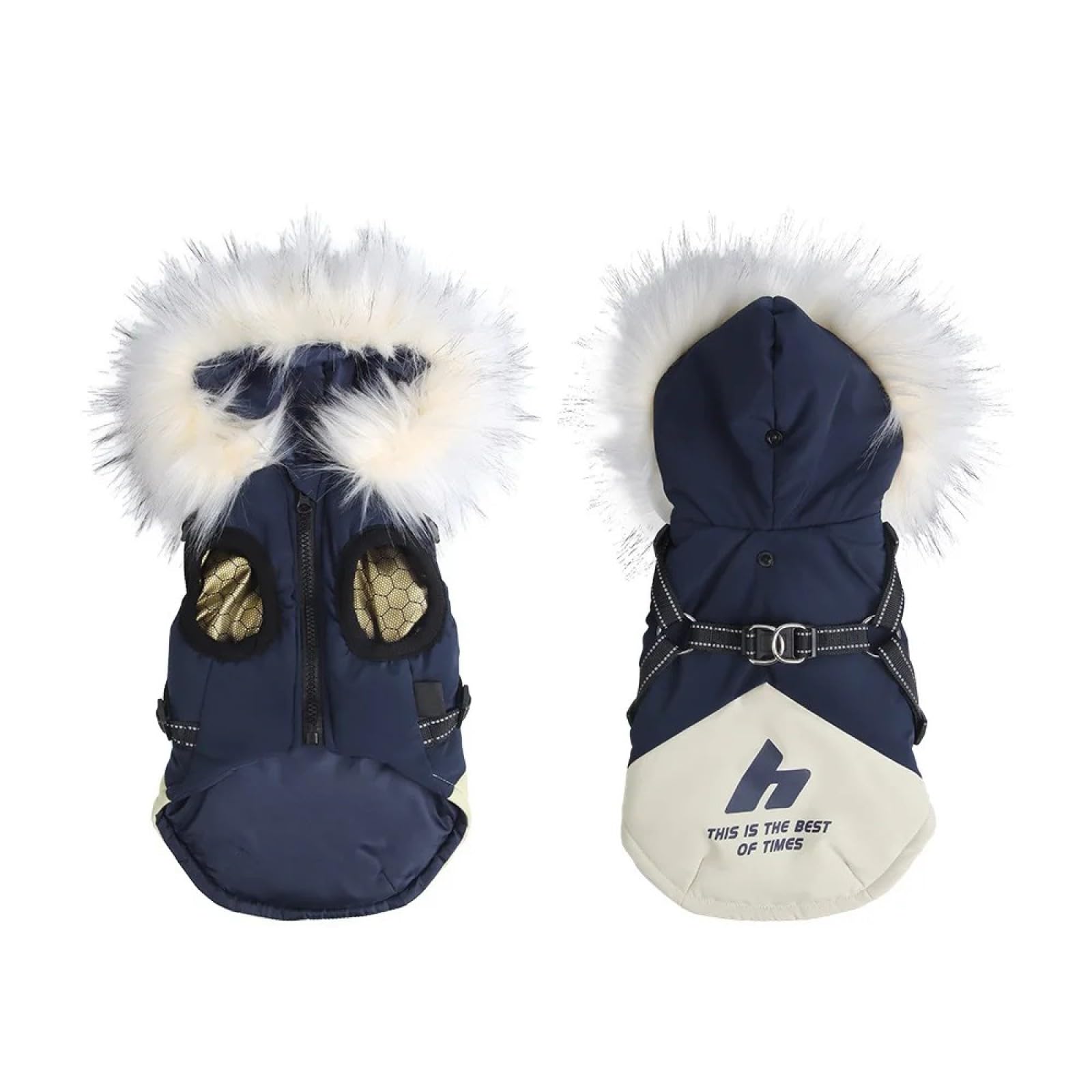 Doudoune coupe-vent imperméable avec capuche pour petit chien bleu taille S