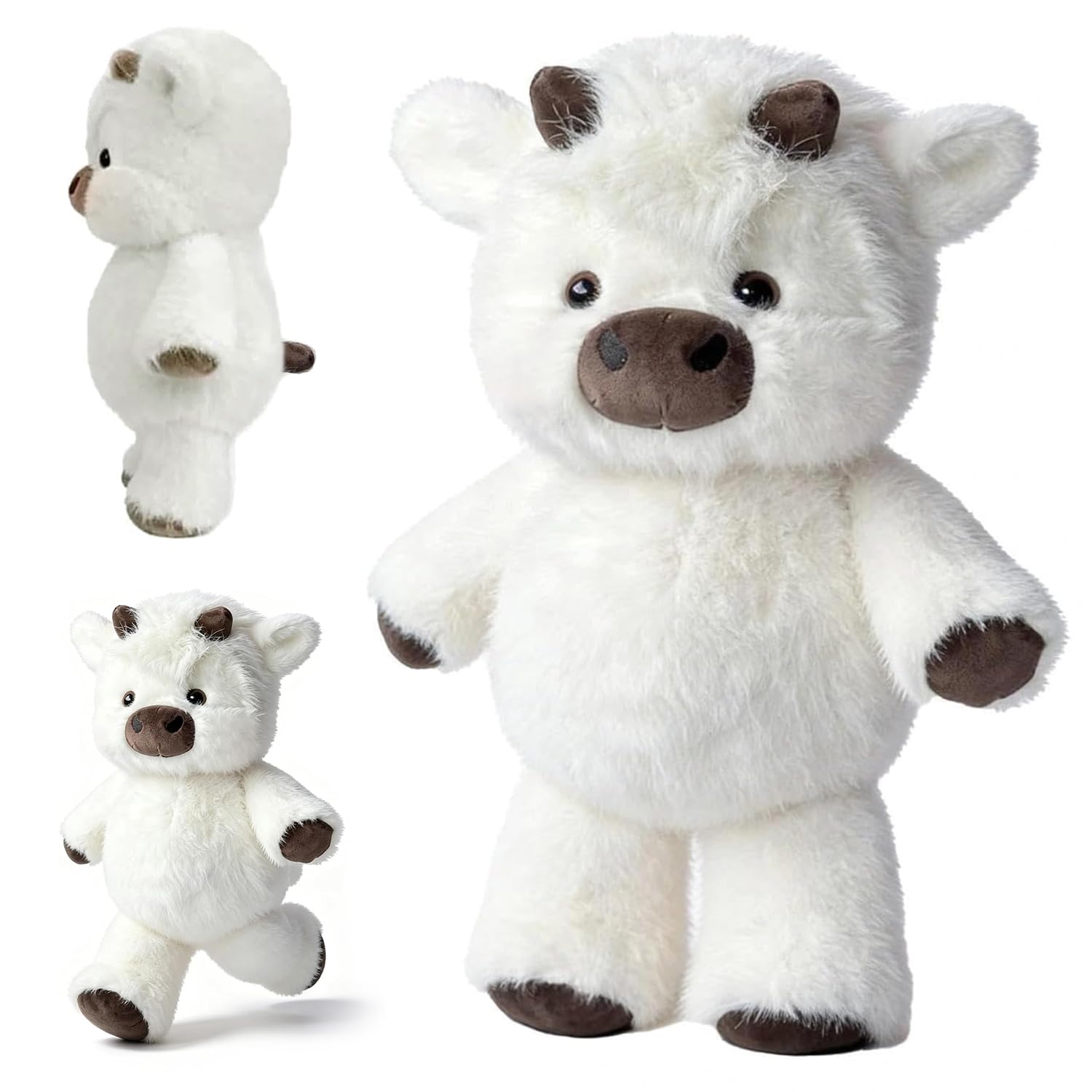 Mucca Morbido Peluche, Peluche Highland Cow, Peluche Che Corre, Running Cow Plush, Peluche Che Corre Cartoon, Bambola Da Vitello Che C0rre, P-eluche Vitello C0rsa, Regalo per Fan e Famiglia (C)
