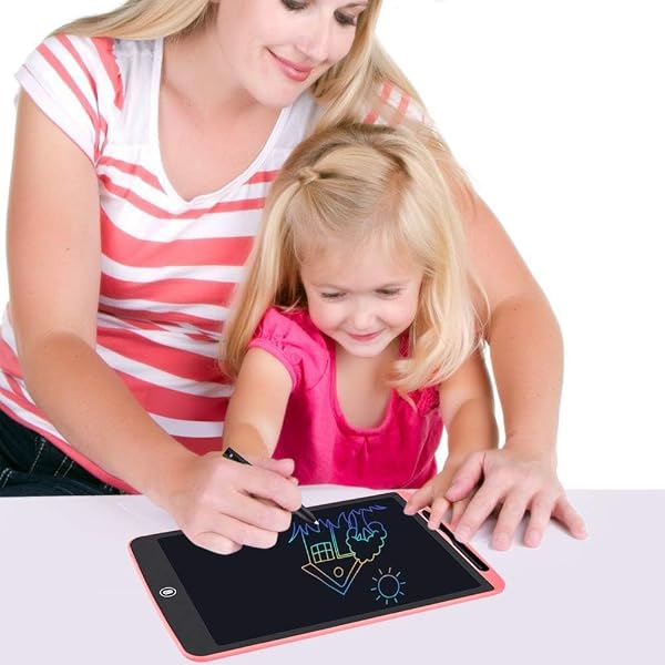 LCD Schreibtafel Kinder 12 Zoll Set,mit Schutzhülle, Elektronisches Grafiktablett Tragbares Zeichentablett für Kinder und Erwachsene, Schreibtafel für Zuhause, Schule und Büro (Rot + Blau) - 4