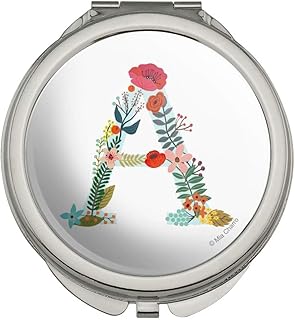 GRAPHICS & MORE Letter A Floral Compact Travel Purse Handbag Makeup Mirror