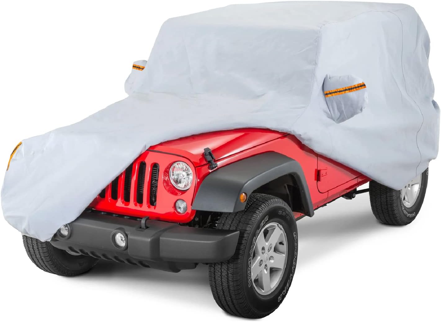 Waterproof Car Cover 2 Door Wrangler Covers, All Weather Protection Outdoor Cover Compatible for 1955-2024 Jeep Wrangler CJ,YJ, TJ & JK with Driver Door Zipper