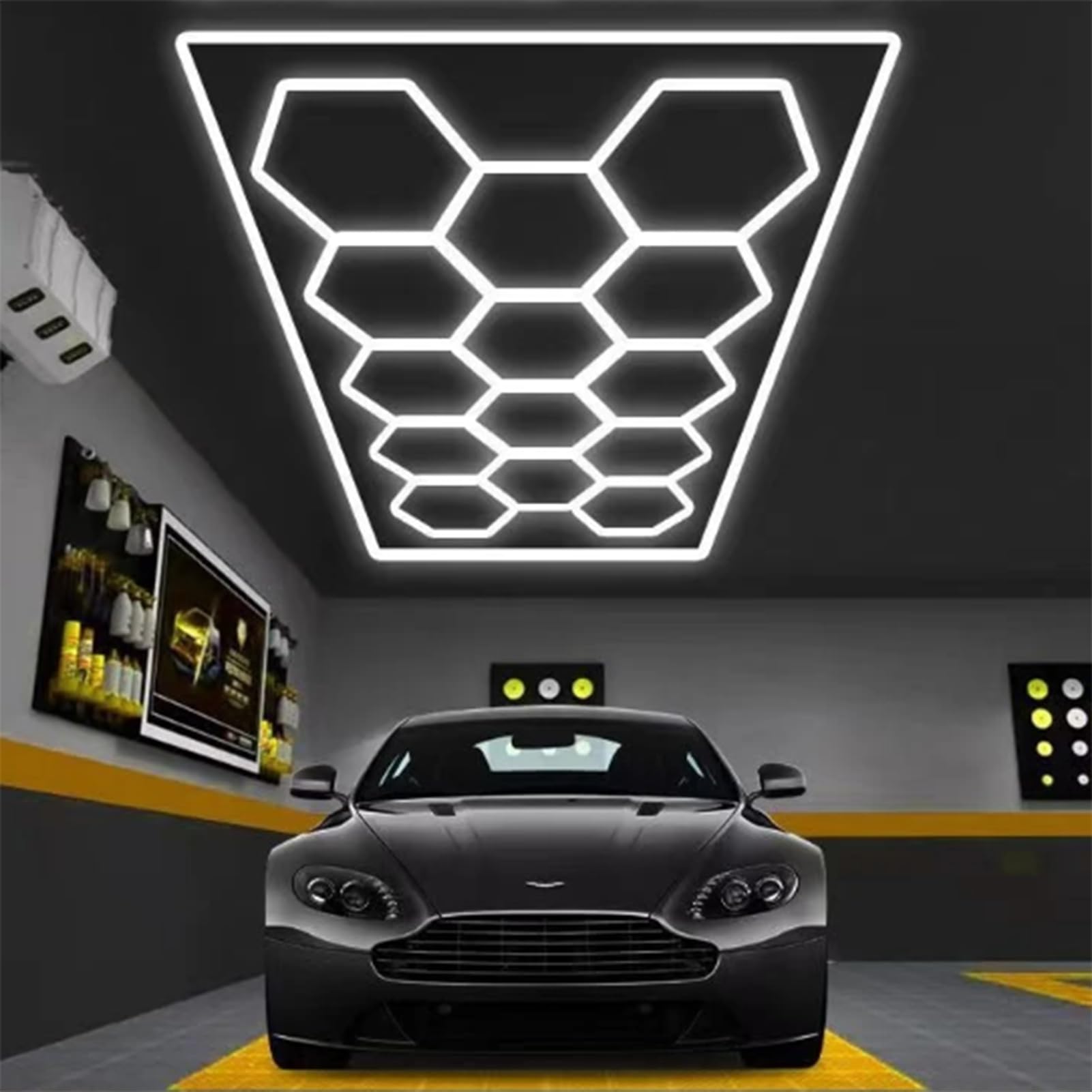 Zyjcxbhl White Hexagon Led Garage Light:720w,6500K, 86400Lm Ultra-Bright, Hexagon Led Lights For Garage Warehouse Workshop Gym Basement (14 Holes)