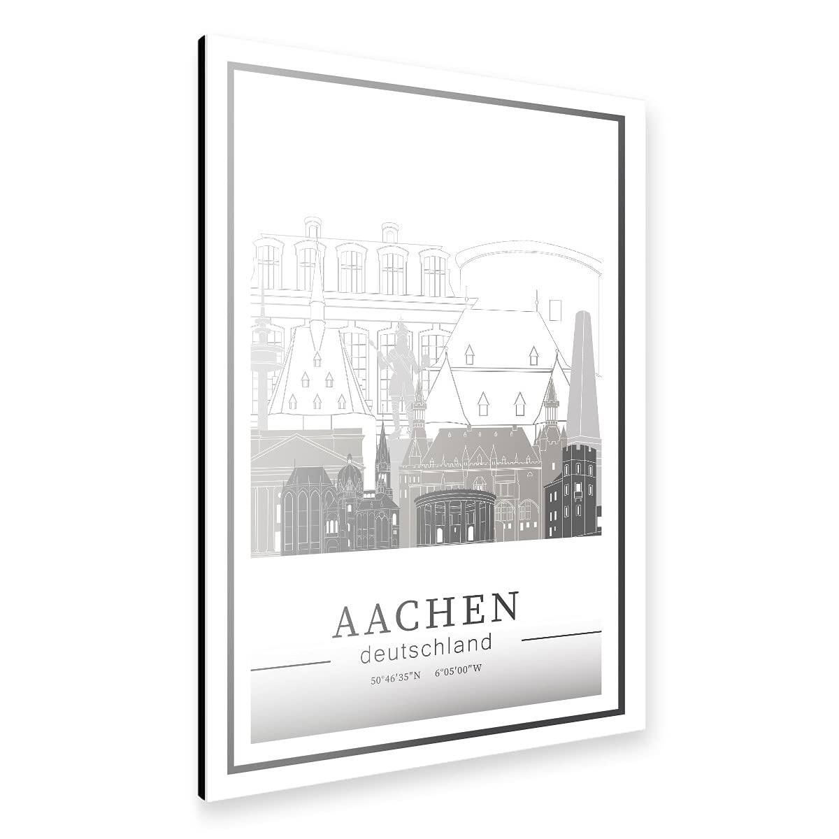 artboxONE Alu-Print 60x40 cm Aachen Skyline line Art von Künstler GREENGREENDREAMS