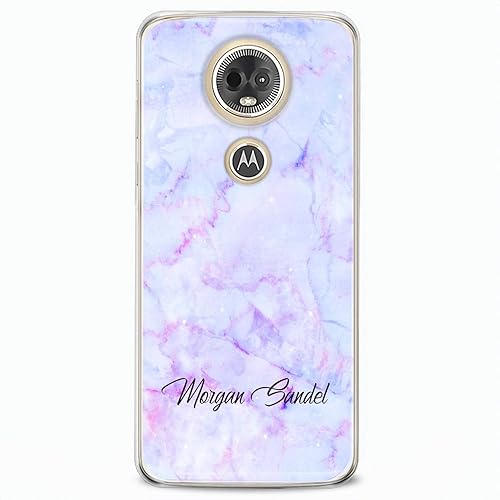 Miniatura 9 de Funda de TPU compatible con Motorola G9 G8 Plus G7 E20 P40 Z4 Edge 20 G22 Stylus mármol morado suave personalizado lindo Slim Fit Iniciales Art