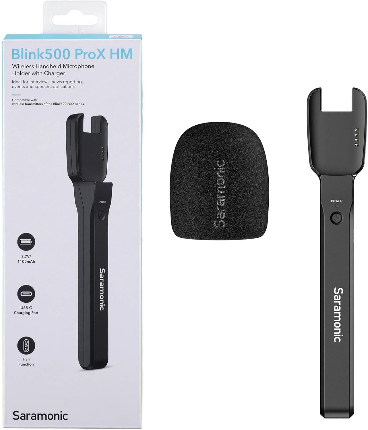 Saramonic Blink 500 Prox HM Handheld Holder for Blink 500 Prox Transmitters w/Windscreen, Mic Flag & Charging (BLINK500PROXHM)