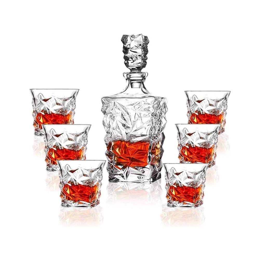 Karafka do whisky Zestaw karafek do whisky Premium Bezołowiowy zestaw 4 wyrafinowanych szklanek do whisky, rumu w pudełku upominkowym