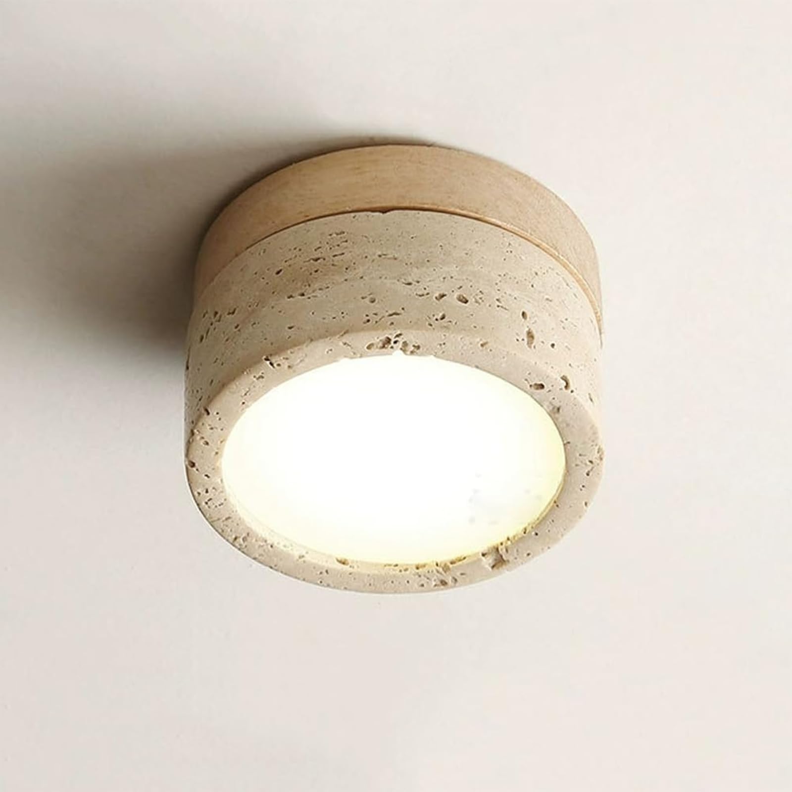 Kikioo Log Japanese Wabi-Sabi Style Small Led Ceiling Lights Natural Stone Ceiling Light