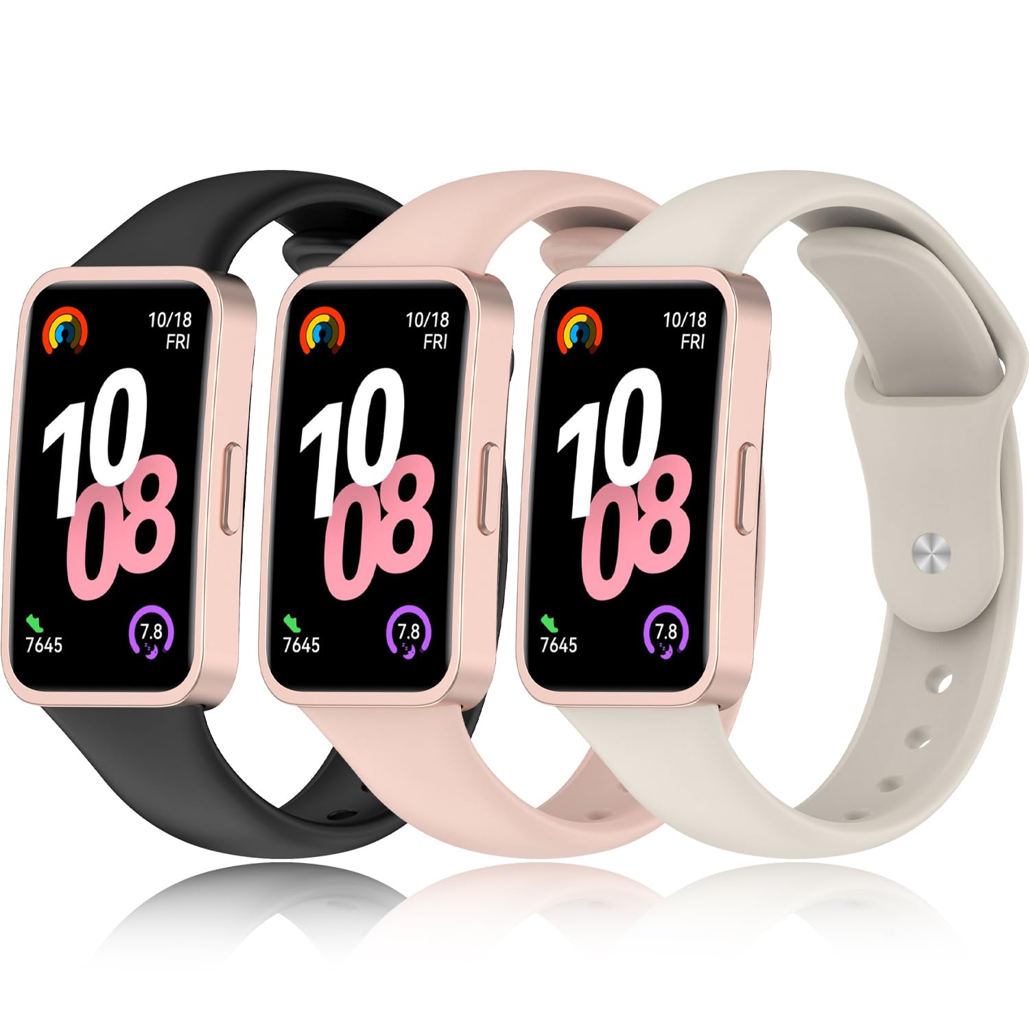 Super Soft Bands Compatible for Huawei Band 9 (8/9/10) Straps Replacement with Pin-and-Tuck Closure Fits Perfectly for Huawei Wristband Band 10/9/8 Smartwatch, Band Change with Metal Connecting Adapters