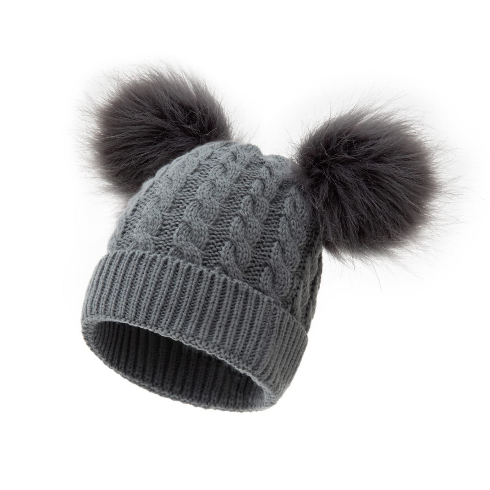 Zimowa Ciepła Czapka Maluch Czapka Zimowa Dziecięca Czapka Z Dzianiny Czapka Z Podszewką Futro Chłopcy Czapki Bawełniane Czapka Zimowa Dzieci/Gray/One Size