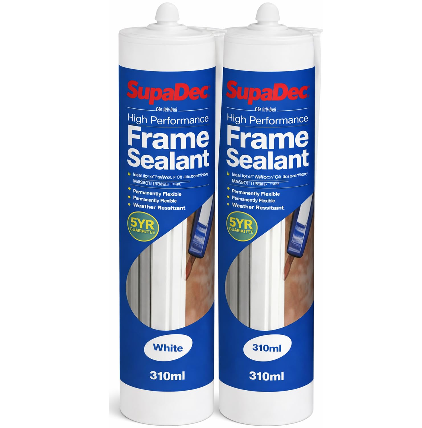 Frame Sealant White 300ml – Pack of 2 | Flexible Weatherproof Sealant for Window & Door Frames | Interior & Exterior Gap Sealing