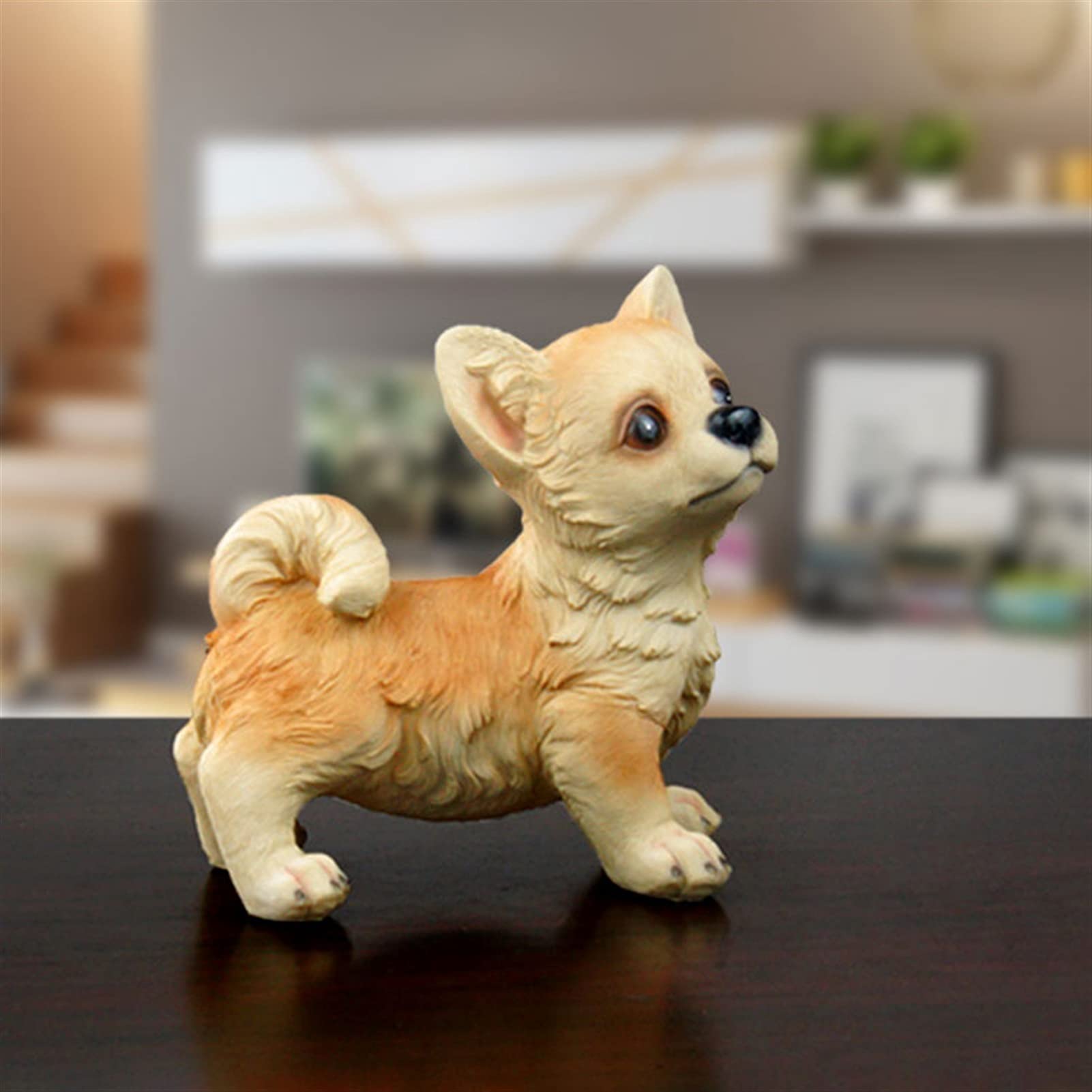 [未使用品]犬の置物　高さ55cm 本物の様なリアルな目　リアルな毛並み 楽天市場】犬の置物 チワワ ぶらさがりドッグ ライトブラウン
