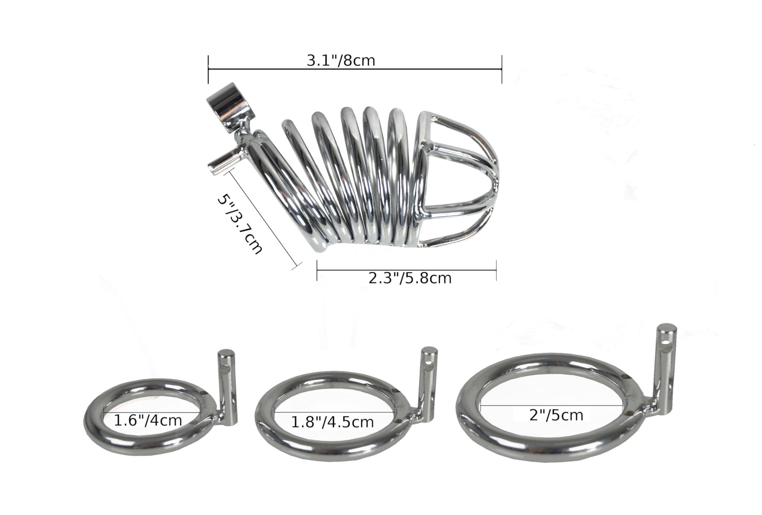 Jaula de Pene Cinturón de Castidad de Metal Grande con 3 Anillos De Gallo Jaula de Castidad Bondage Fetiche Juguetes Sexuales Para Hombres