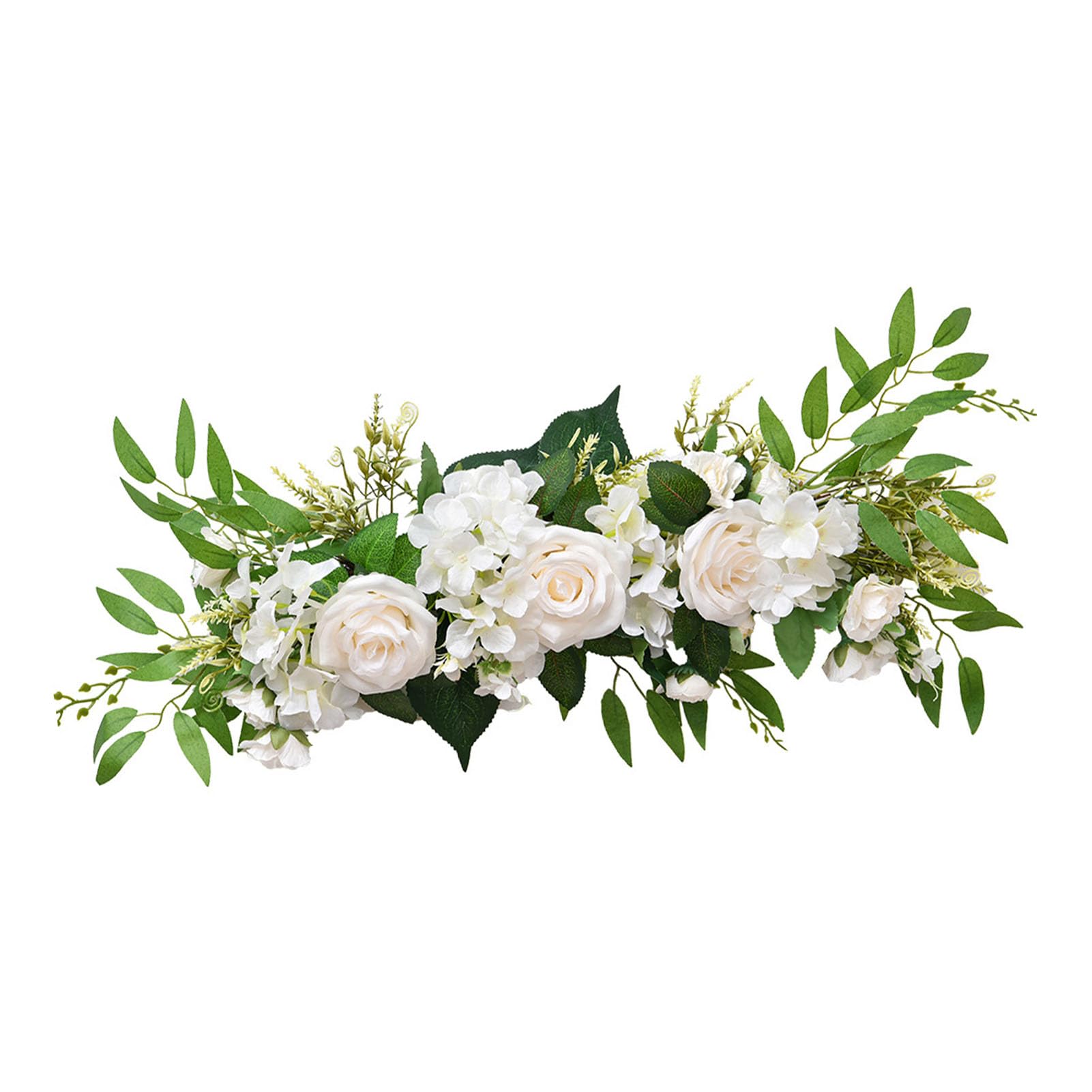 Kadimendium Decorazione di Fiori di Rosa Artificiale con Eleganti Petali di Seta per Sedia Nuziale e Decorazione da Tavolo 70x15 Cm (Bianca)