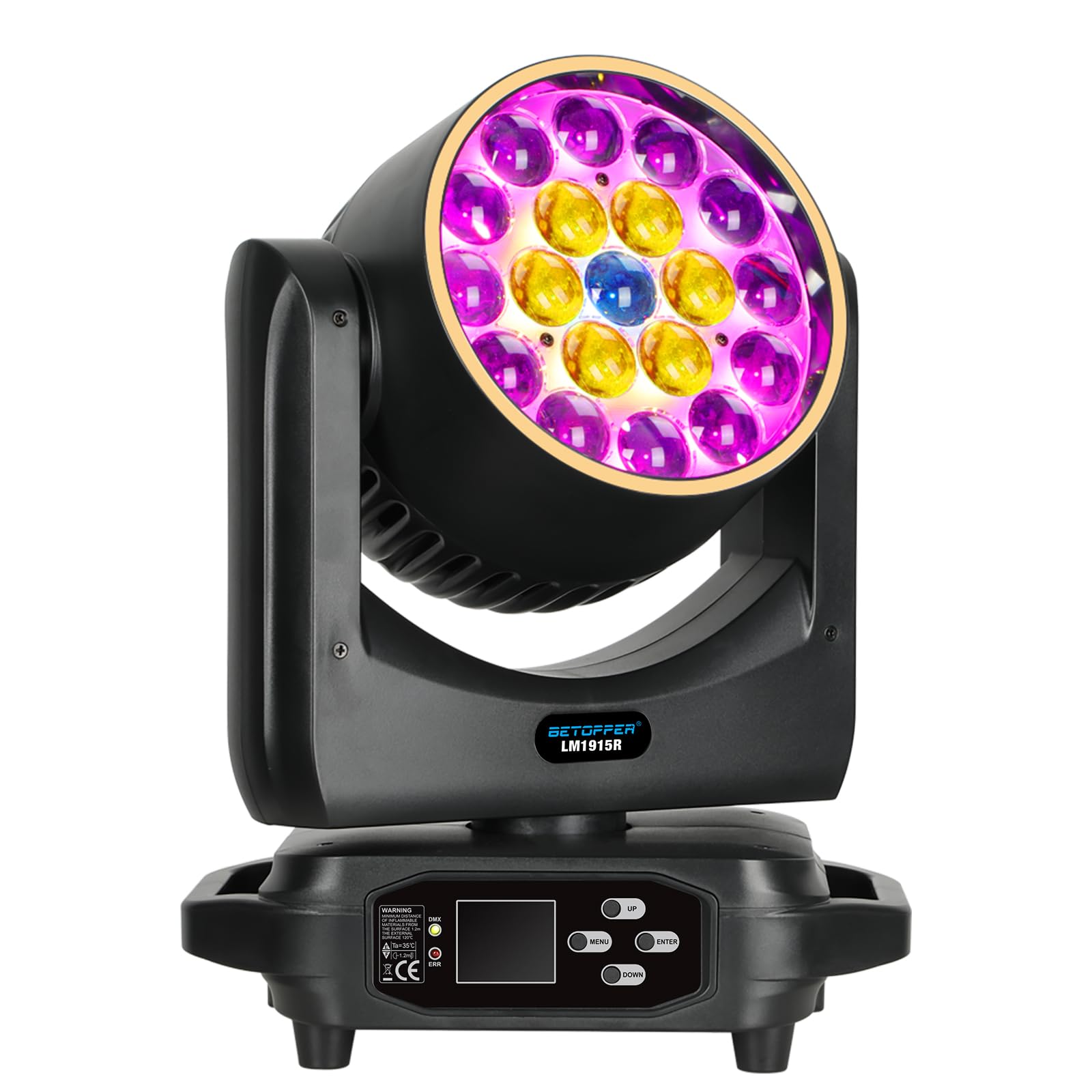 BETOPPER Moving Head Light,19x15W RGBW with Light Strip Effect Moving Head Stage Spotlight,Lightweight Disco DJLight for Party Wedding Club Bars Show?1?