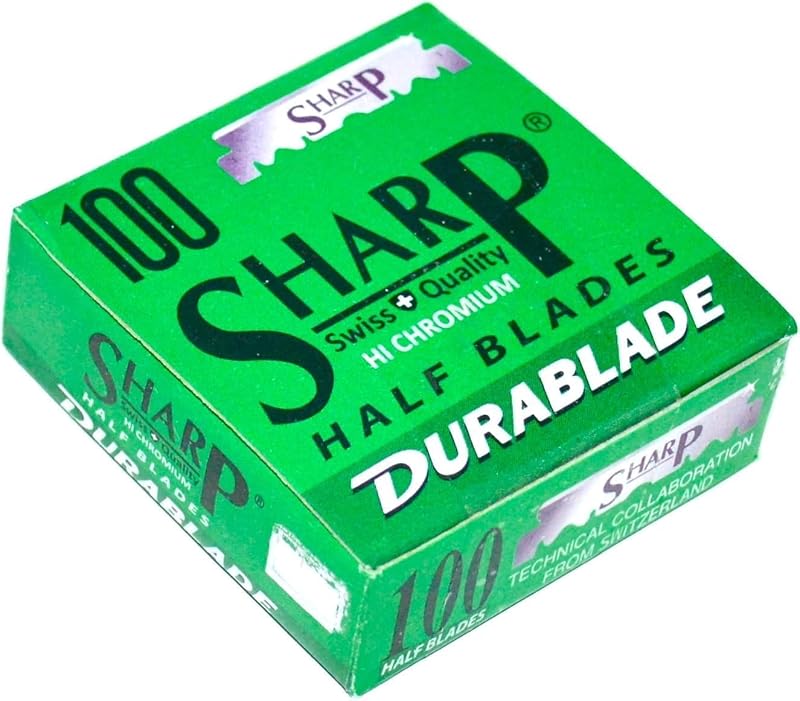 Sharp Lâminas de Barbear Retas de Aço Inoxidável Hi-Chromium para Navalhetes e Aparelhos de Barbear Profissionais, 100 unidades