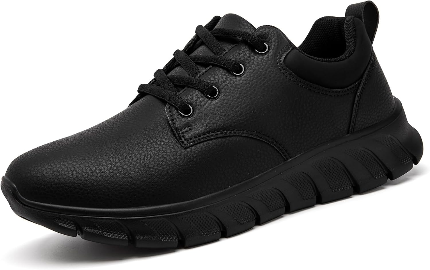 Non Slip Work Shoes for Mens Waterproof Leather Kitchen Chef Shoes Restaurant Food Service Nursing Shoes Lightweight Casual Walking Black Size 7
