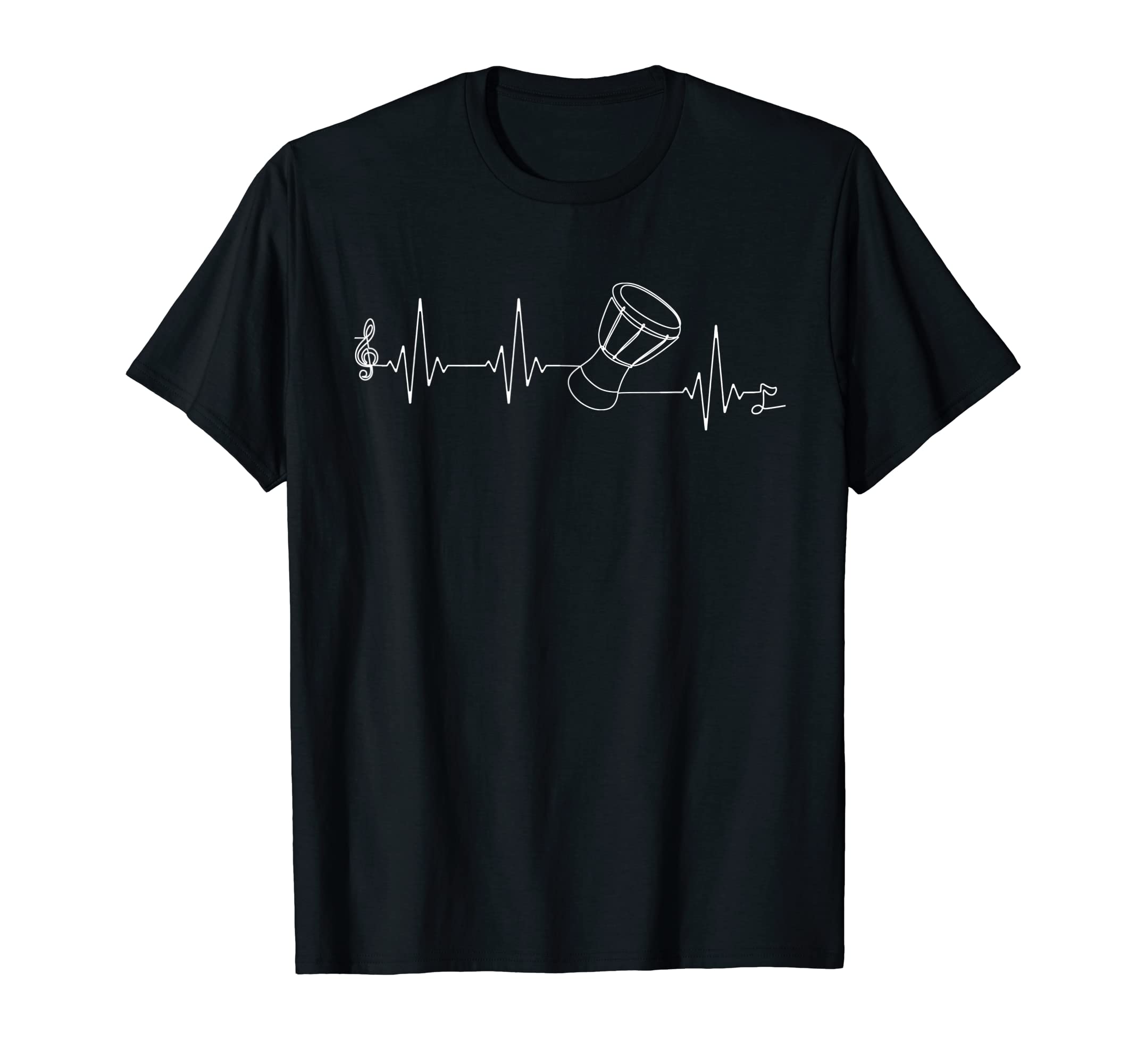 Djembe Drum apparel for African Drum men and womenDjembe Drum Player Heartbeat Single Line for African Drum T-ShirtOEKO-TEX STANDARD 100