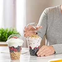 Vista 5 de GUSTO [100 unidades] Tapas de plástico PET transparente (sin agujeros) con borde de 3.858 in para vasos de batido de 12, 16, 20 y 24 onzas