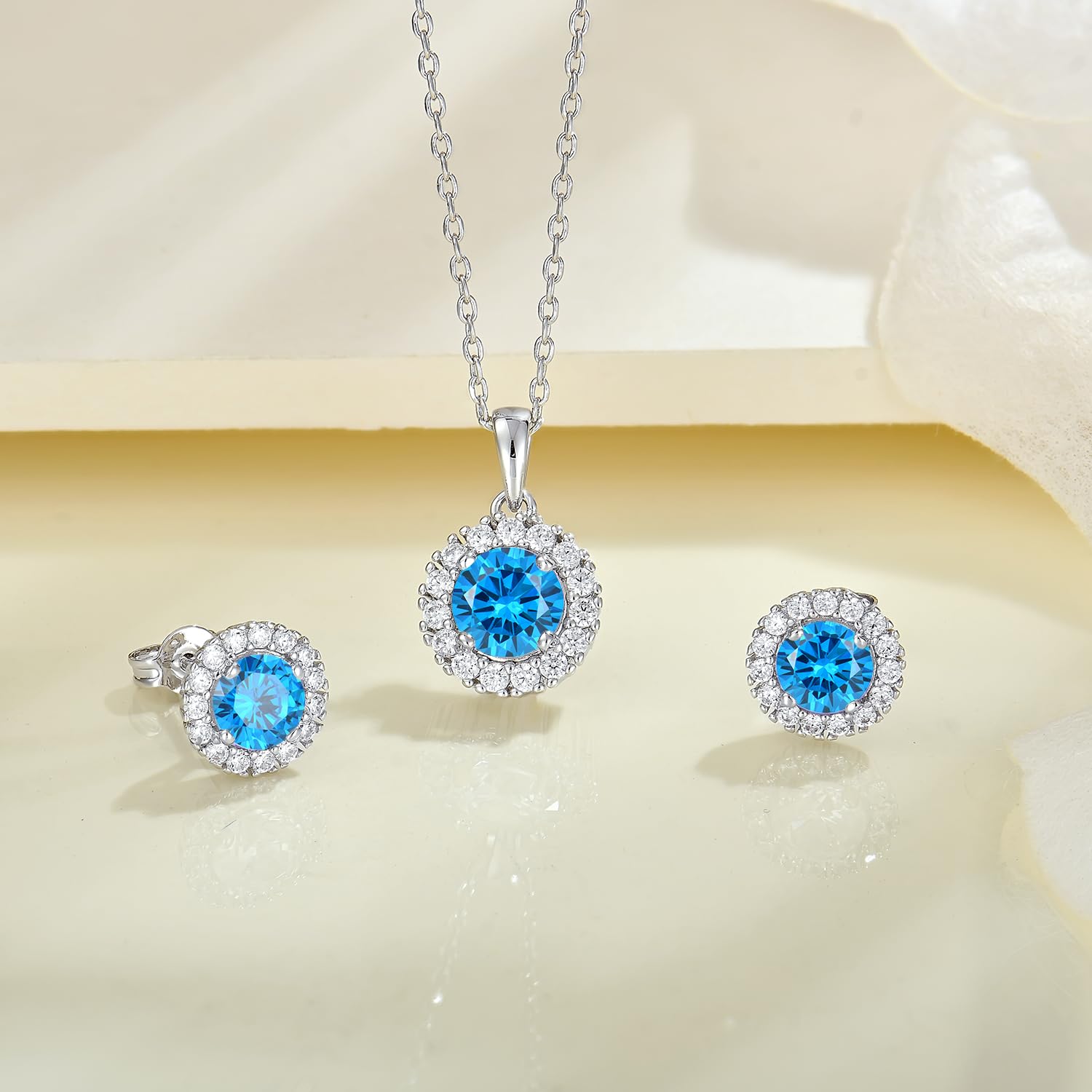 Halo Geburtsstein Ohrstecker mit 3A Zirkonia Damen Schmuck Ohrringe