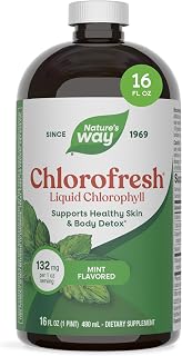 Nature's Way Chlorofresh Liquid Chlorophyll, Chlorophyllin Copper Complex, Internal Deodorant Supplement, Supports Healthy Skin and Detox Pathways*, Mint Flavored, 16 fl oz
