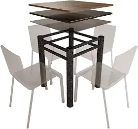 Base Para Mesa De Vidro Jantar 4 Lugares Textura Quadrada