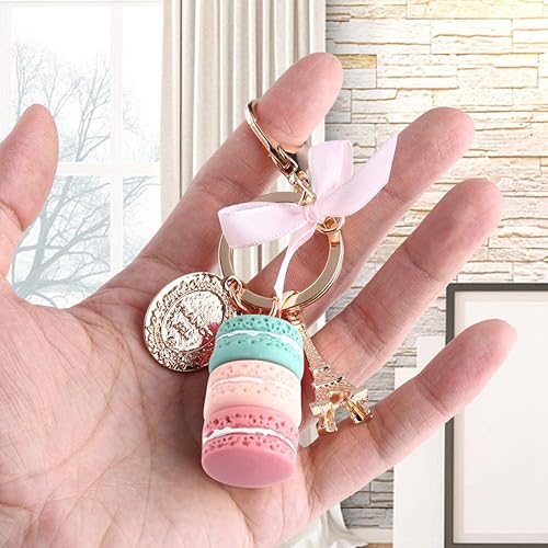 Miniatura 9 de HEEPDD Llavero creativo, llavero con colgante de torre Eiffel de aleación de macarrón (longitud total 4.72 pulgadas)