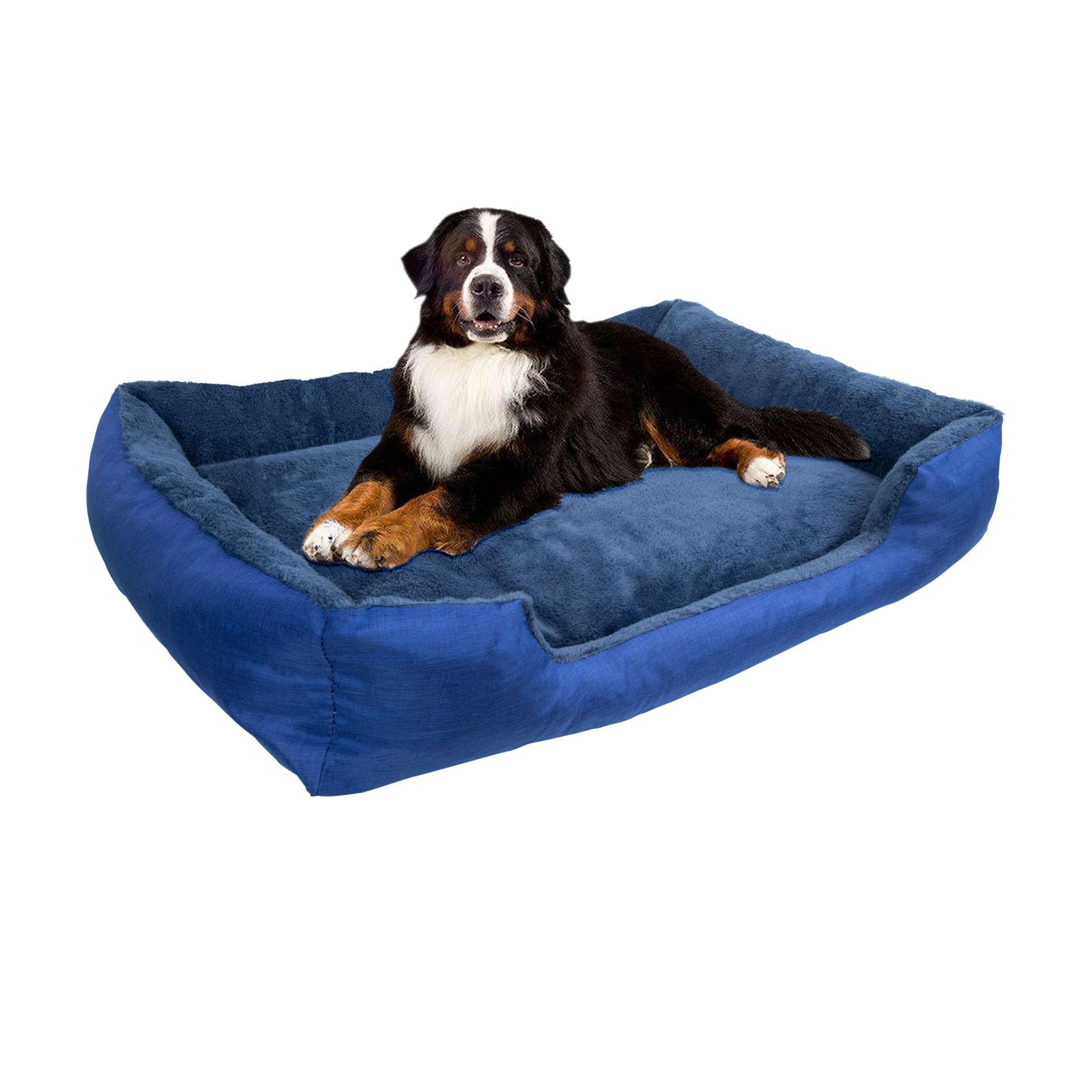 Large Dog Bed, Removable Dog Bed which Separable and Waterproof, Anti-Slip Bottom and Machine Washable Dog Bed, Comfortable Fluffy and Breathable Dog Bed for Large Dogs (Blue)