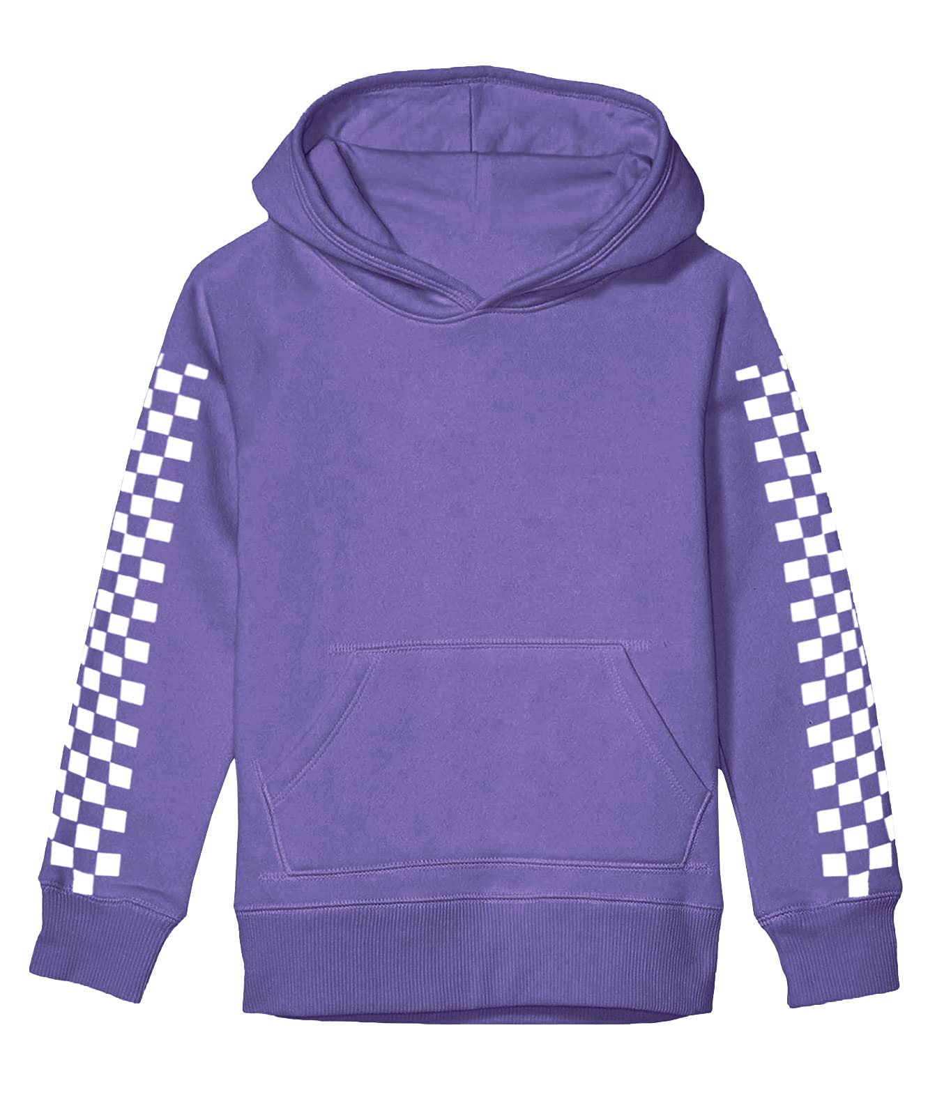 Kids Boys Girls Classic Hoodies Pullover Casual Plaid Long Sleeve Pocket Hooded Sweatshirt