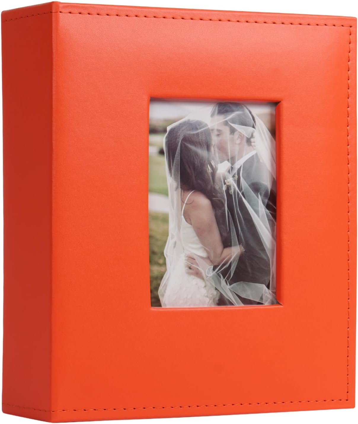 RECUTMS Photo Album 4x6 200 Photos, Leather Cover Wedding Family Photo Albums Holds 200 Horizontal 4x6 Photos (Orange)