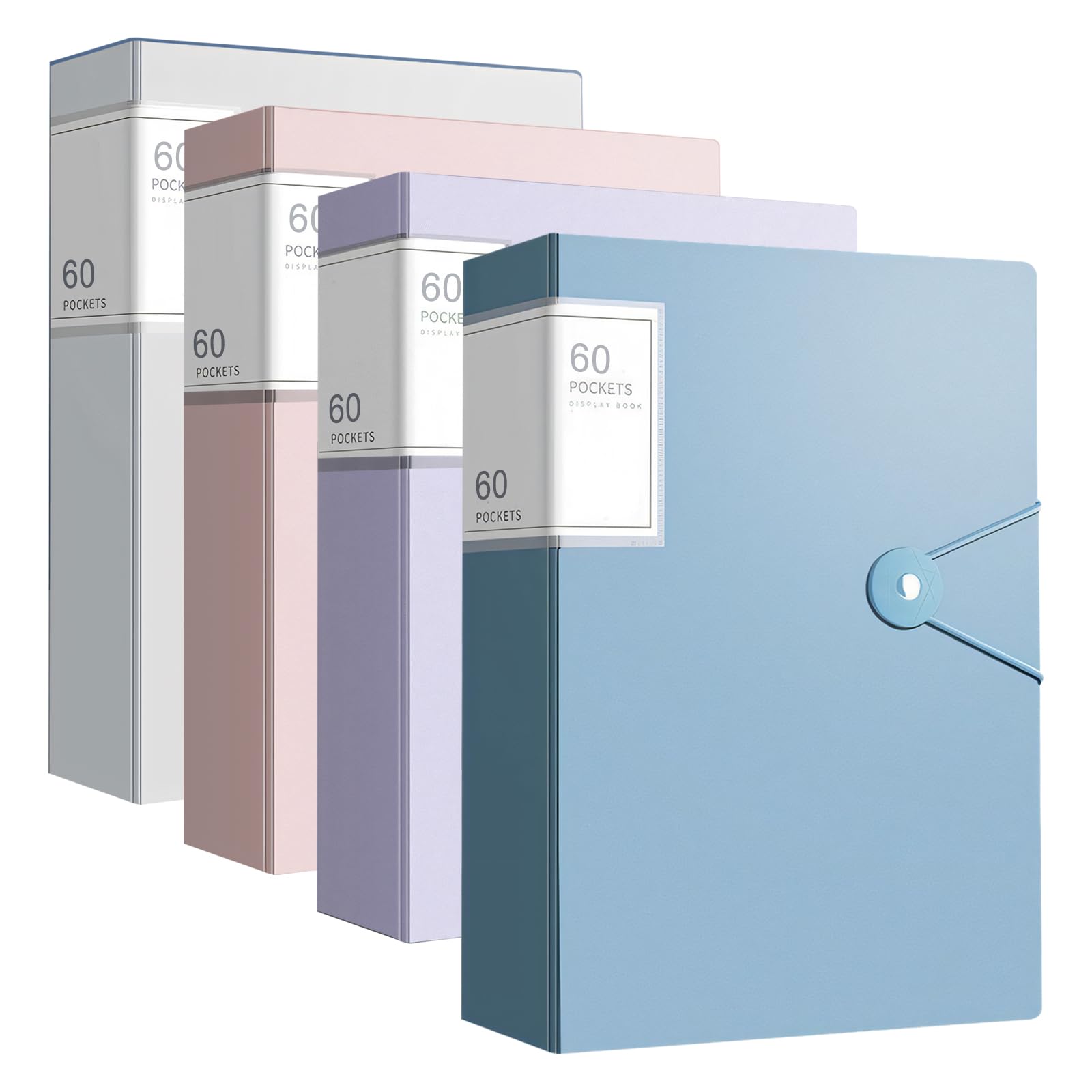Woobroo 4 Pcs A4 Presentation Folder Set - Total 240 Pages, Includes Plastic Insert Sheets and Security Cord Ideal for School and Office Presentation Folders/Project Folders (4 Colors)