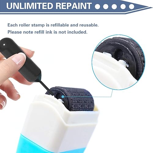 Miniatura 3 de Sello de robo de identidad, sellos de rodillo de protección de identidad con paquete de 2 recambios de tinta, 2 sellos de rodillo confidenciales