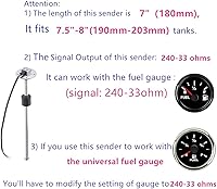 Vista 5 de 100TECH - Unidad Marina de sensor e indicador para nivel de combustible, gas agua para lancha, vehículo, camión, caravana, 240-33 ohm, 7.08 pulgadas