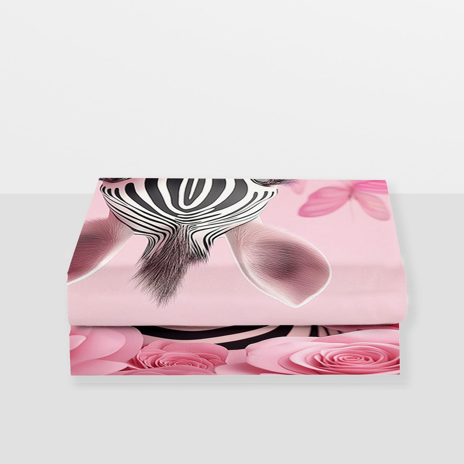 Lenzuolo con angoli 160 x 200 cm Simpatica rosa zebrata Biancheria da letto 3 pezzi con angoli stampati Rosa Lenzuolo Lenzuolo con angoli extra profondo con federe