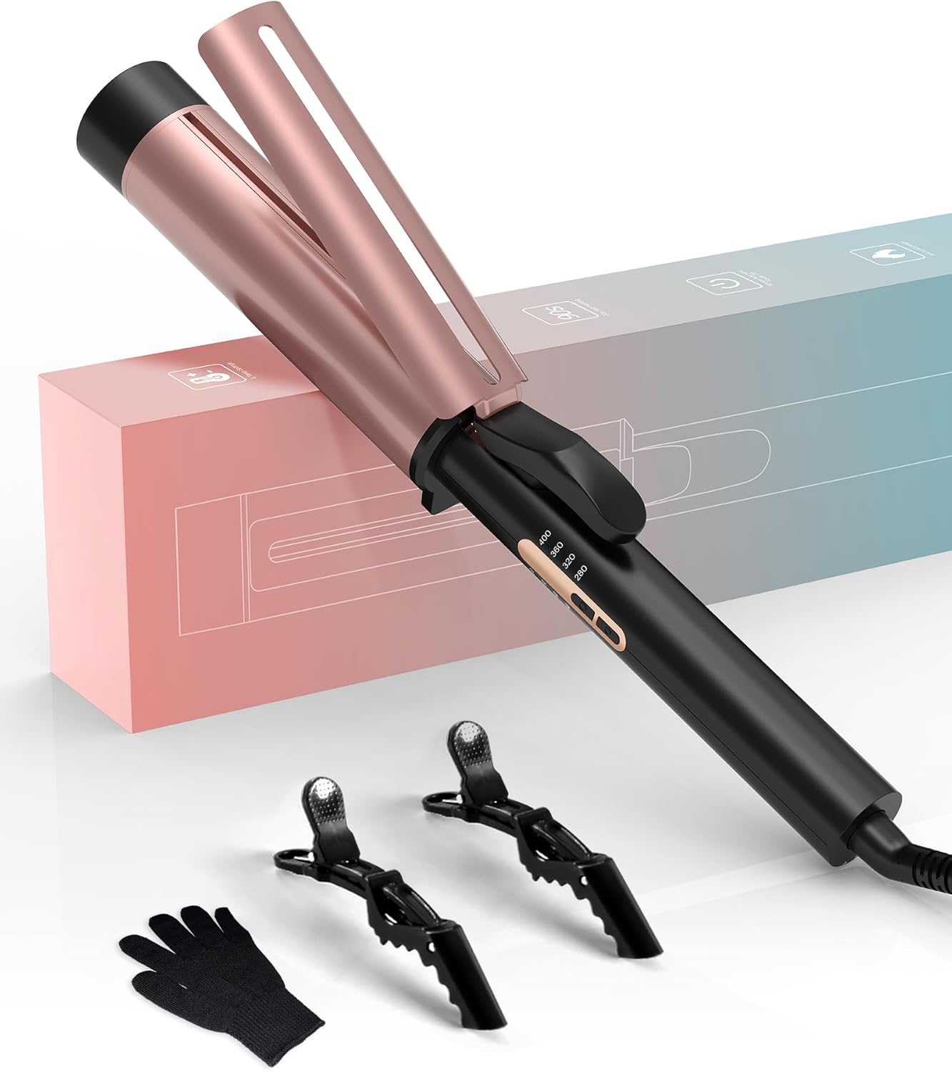 Krultang Grote Krullen 40mm, UKLISS PRO Dikke Krultang voor Lang Haar en Halflang Haar, met Klem en Handschoen, 140°C-200°C, Dubbele Voltage Krultang Grote Krullen 40mm, UKLISS PRO Dikke Krultang voor Lang Haar en Halflang Haar, met Klem en Handschoen, 140°C-200°C, Dubbele Voltage