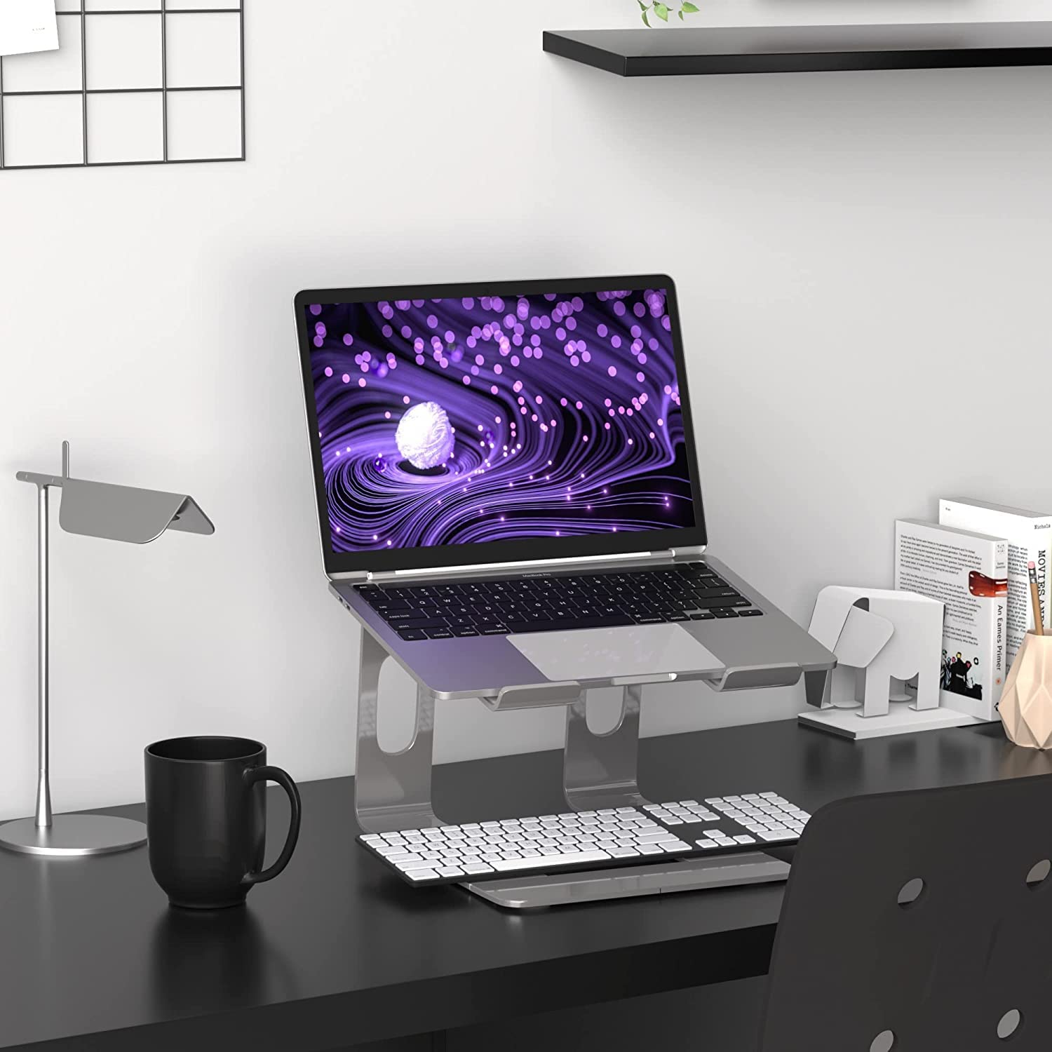 Laptop Supporto per lavorare ergonomico [Elevatore per laptop per scrivania, Supporto per laptop in alluminio robusto, Notebook/MacBook Pro/MacBook Air supporto] argento