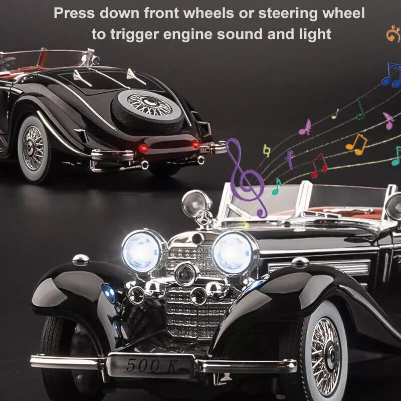 Image of Alokik Enterprise Compatible for 1:24 Mercedees Benz 500K Toy Car Model, Diecast Collectible Pull Back Model Car with Sound and Light, Toy Gift Vehicles for Adults Kids Boys Girls 【Pink Color】