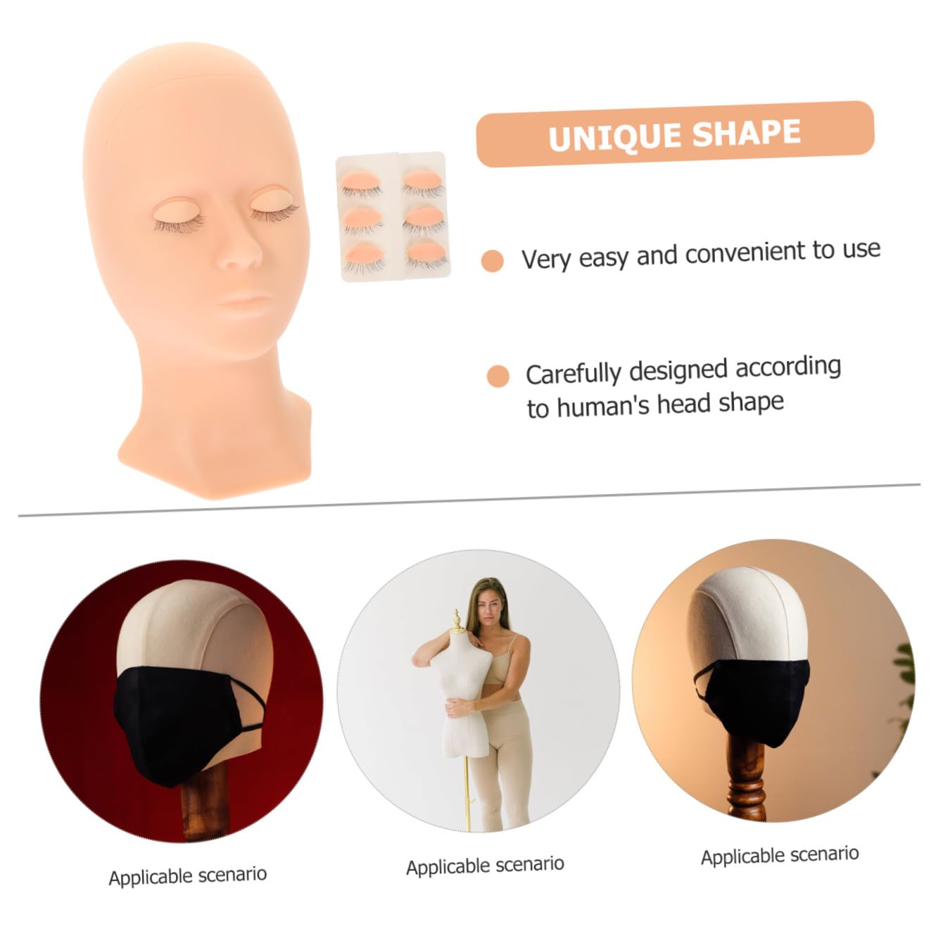 PartyKindom Mannequinkopf Wiederverwendbar Silikon für Wimpernverlängerungen with Abnehmbarem Augenlid Rosa Realistisches Wimpernmannequin für Anfänger und Abschlussatmosphäre