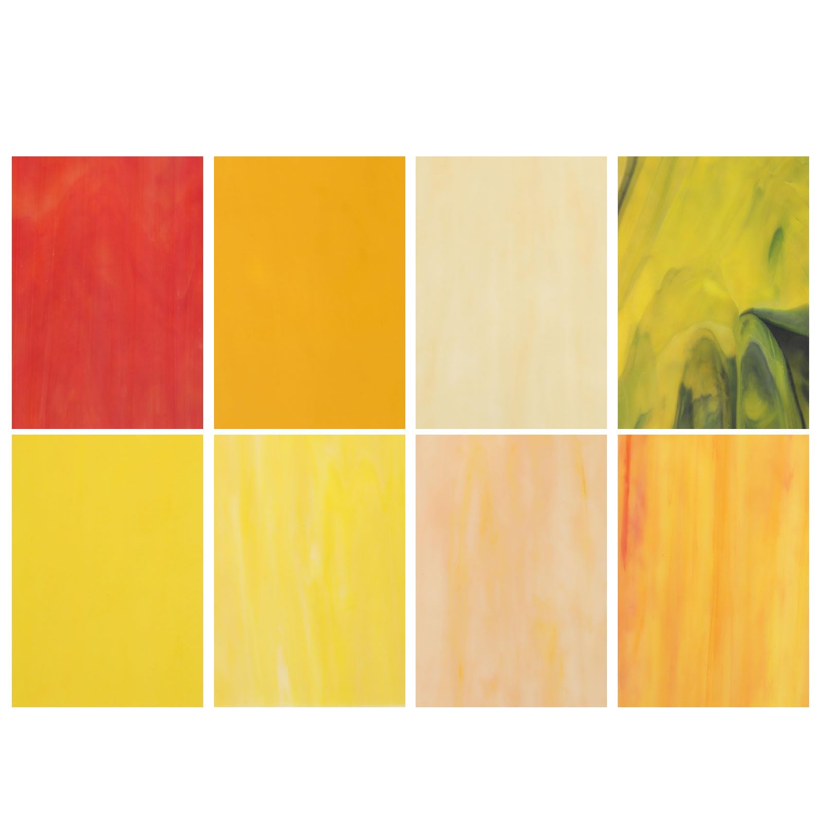 QUARKZMAN 8 Hojas de Vidrio de Colores, 4 x 6 Pulgadas, Variedad de Azulejos de Vidrio para Mosaicos para Proyectos de Bricolaje Decoración del Hogar, Serie Amarilla