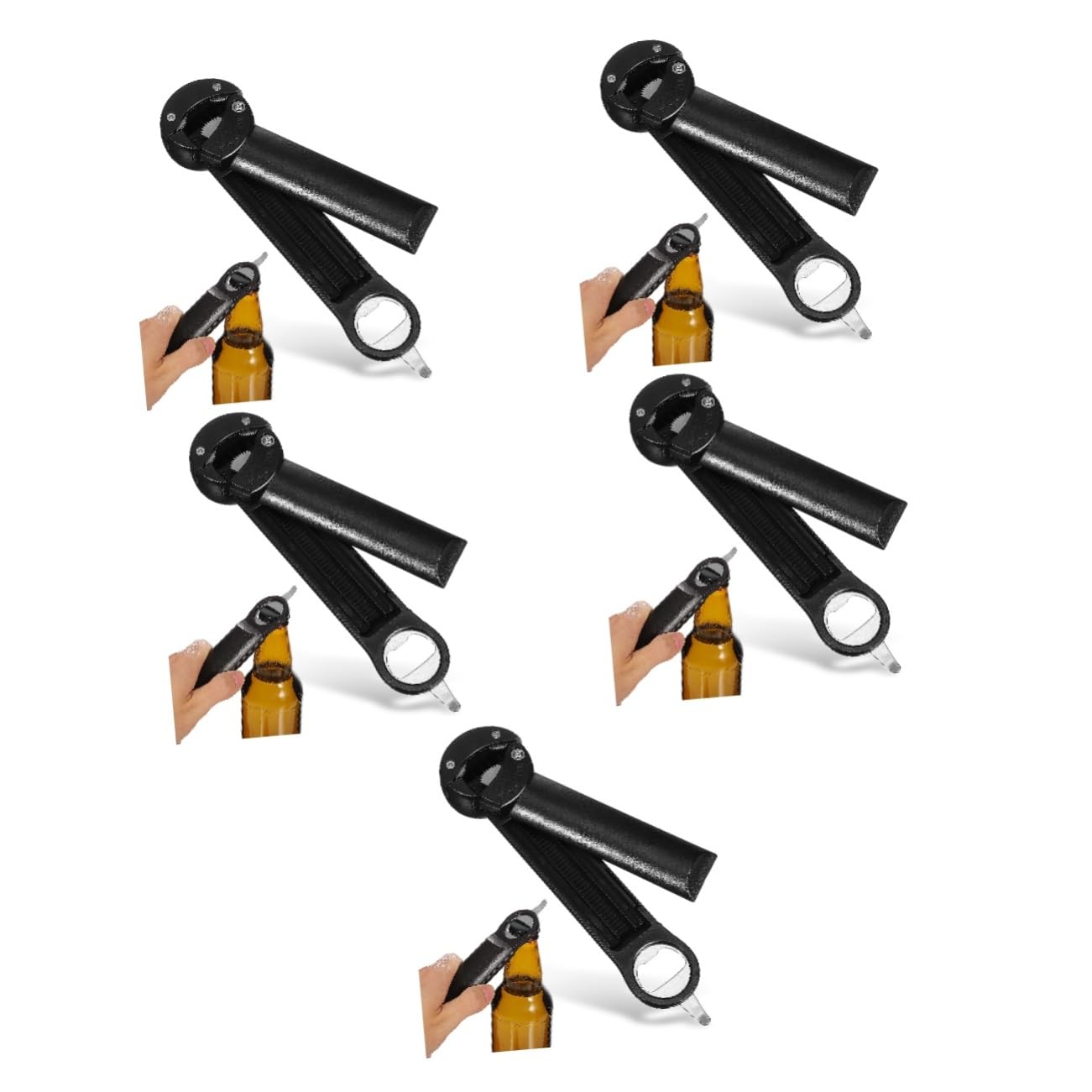 ABOOFAN 5 Piezas Abrelatas abridor de tarros de conservas removedor de tapa de frasco Abridores ajustables Abridores retráctiles abrebotellas herramienta multifunción Accesorios de cocina
