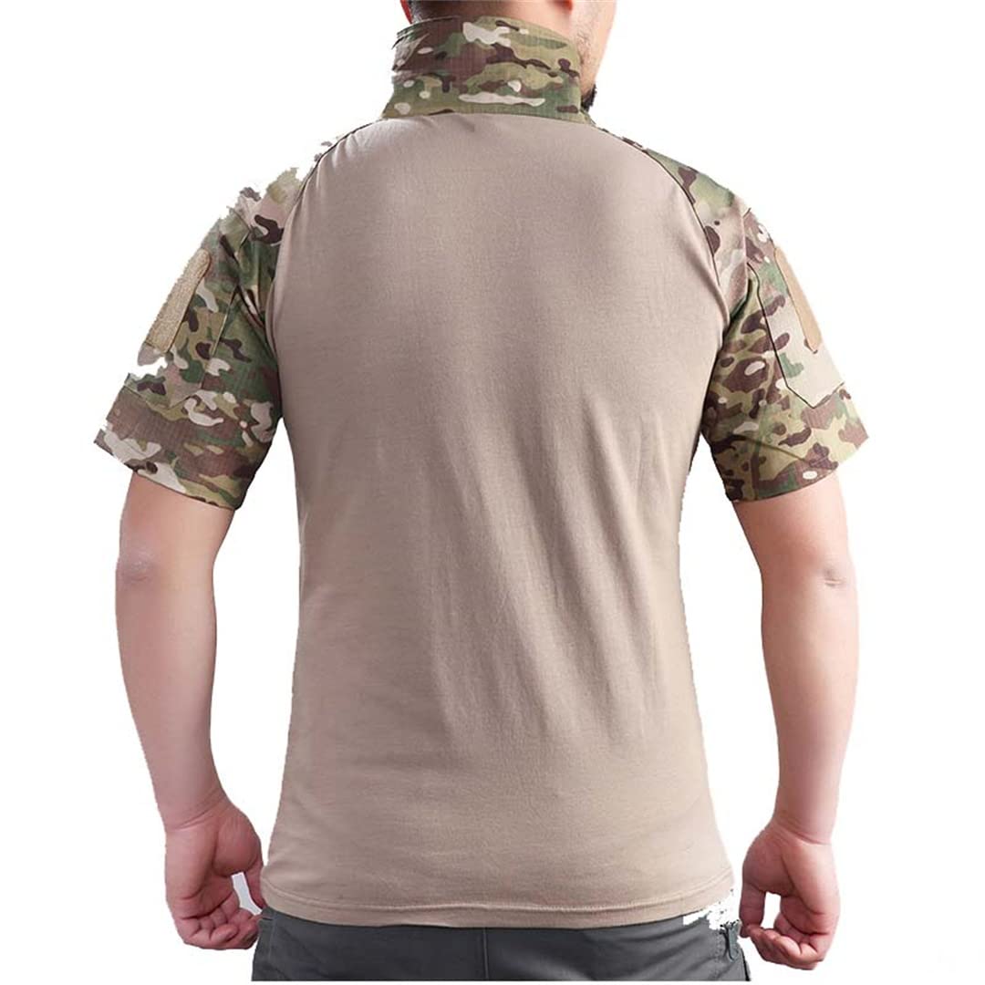 T-Shirt da Uomo Militare Estiva Manica Corta da Esterno Abbigliamento t-Shirt Tattica Allenamento Esercito (Jungle Python XL)