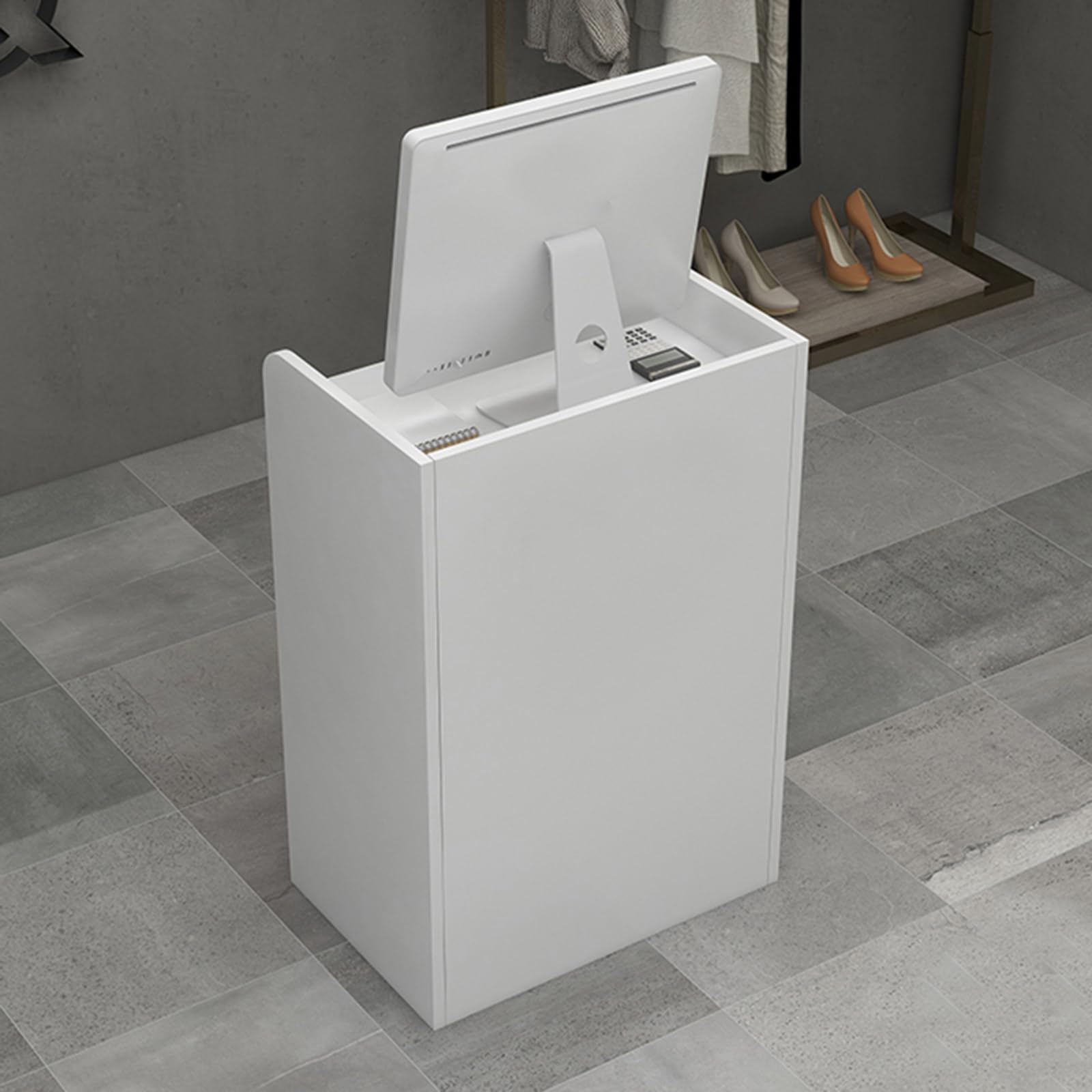 Cajas Registradoras, Mostrador De Escritorio En La Tienda O Recepción, Muebles De Madera Blanca, Ideal para Supermercados, Tiendas De Conveniencia, Hoteles
