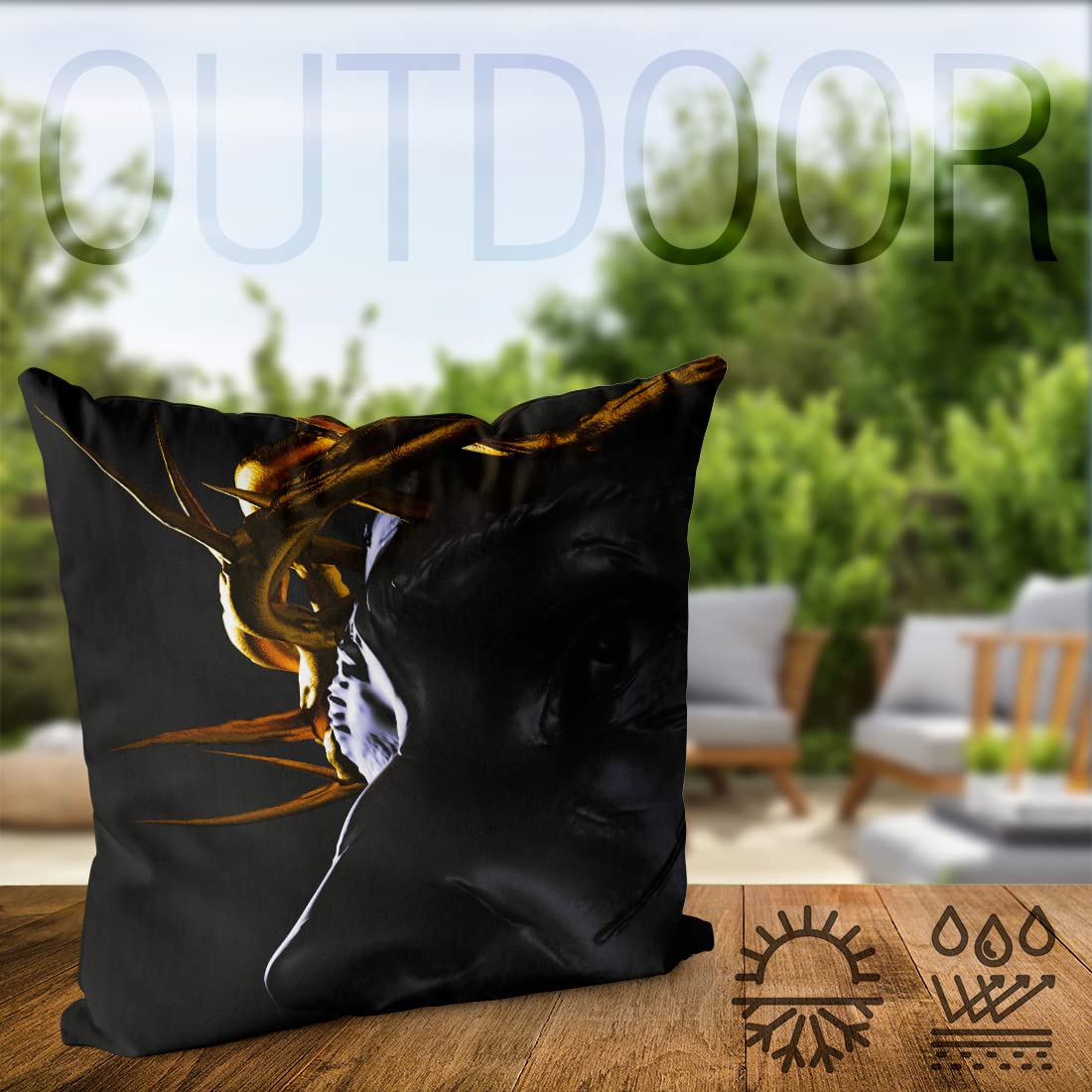 Cuscino VOID Con Immagine Di Gesù: Federa In Poliestere Impermeabile 50x50 Cm Per Interni Ed Esterni - 4