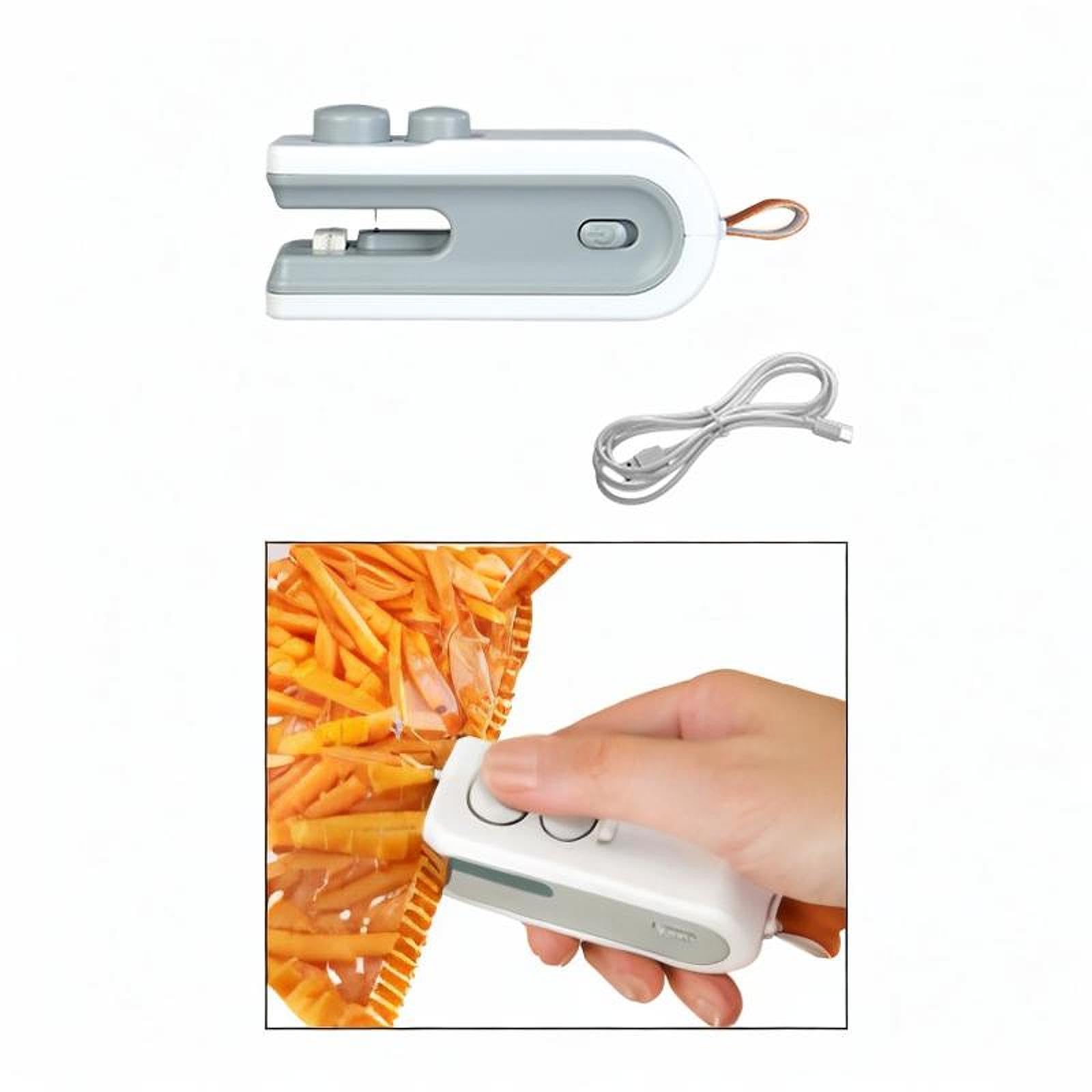 ?????? Mini Chip Bag Sealer Bag Sealer with Cutter Shred Bag Sealer for Bag Food Storage, white