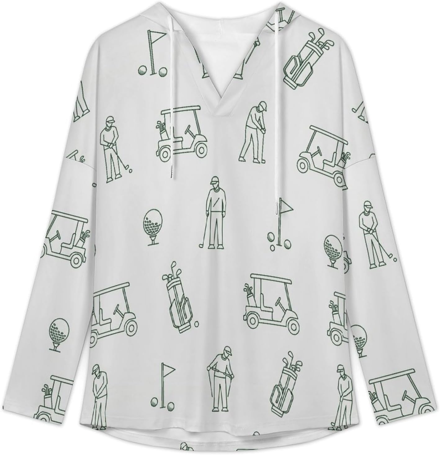 Women's V-Neck Hoodie with Drawstring Long Sleeve Lightweight Pullover, Loose Fit Sweatshirt for Casual Fashion Top