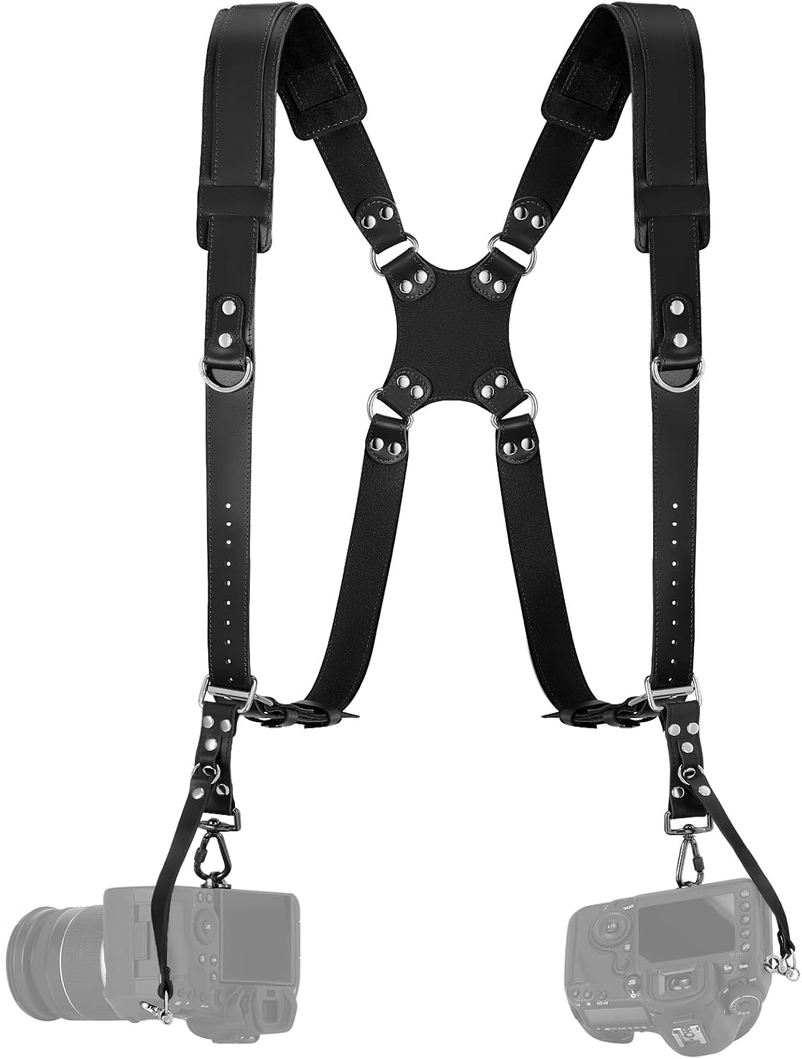 Jumyee Double Camera Harness for 2 Cameras, Adjustable Padded Camera Strap for DSLR/SLR for Photographers for Wedding